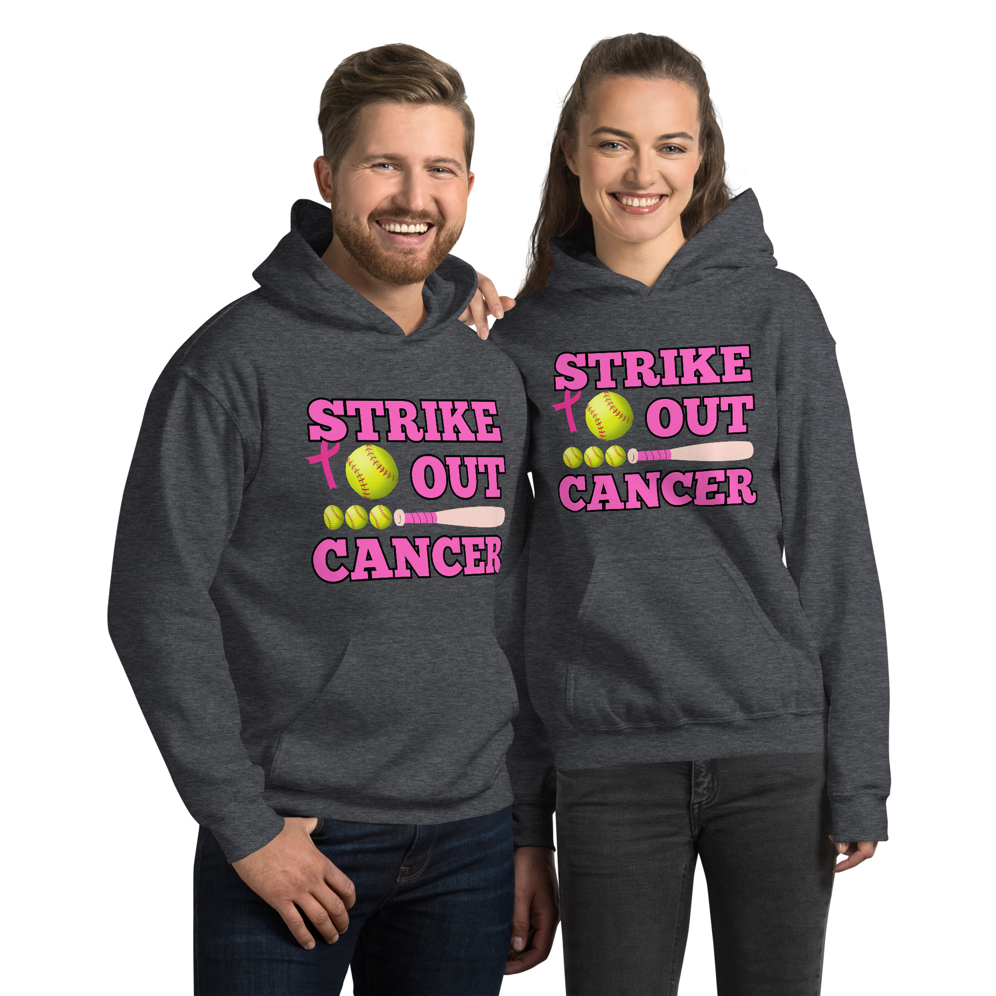 Unisex-Kapuzenpullover Softball Cancer – Bild 4