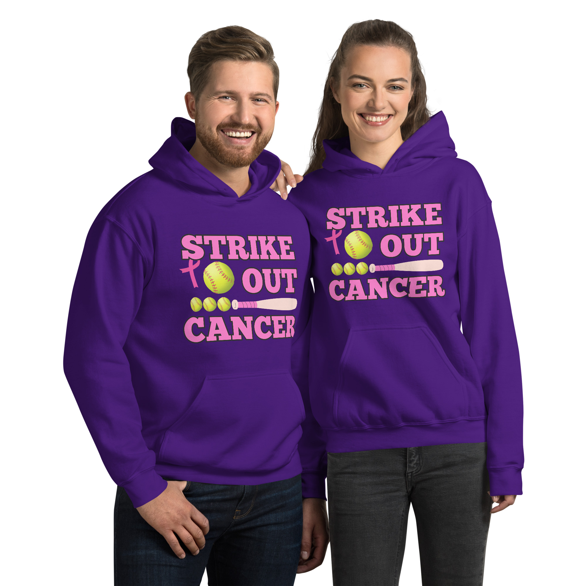 Unisex-Kapuzenpullover Softball Cancer – Bild 3